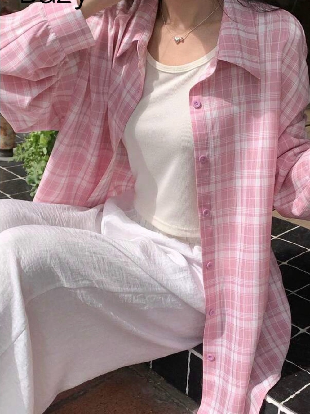 Pink Plaid Button-Up -DAZY brand